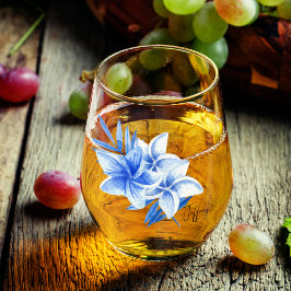 微妙な名エレガント前,コバルト熱帯性フランジパニス ステムなしワイングラス