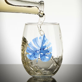 微妙な名エレガント前,コバルト熱帯性モンステラの葉 ステムなしワイングラス