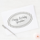 微妙な年齢グレー/白シンプル色のストライプパターン 楕円形シール (封筒)