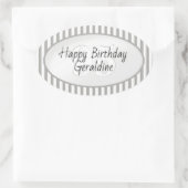 微妙な年齢グレー/白シンプル色のストライプパターン 楕円形シール (バッグ)