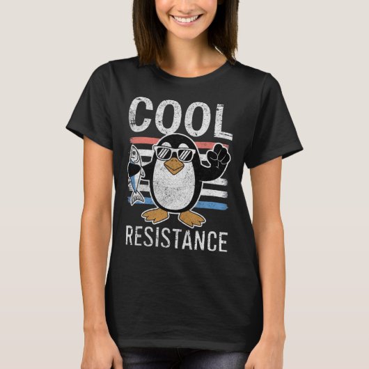 微妙な抵抗クールペンギン関税抗議アリ Tシャツ (正面)