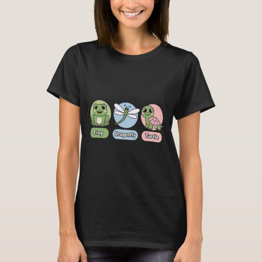 微妙な政治おもしろいユーモアカエルのトンボ亀 Tシャツ (正面)