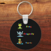 微妙な政治ユーモアカエルDragonflyタートルヨガ キーホルダー (正面)