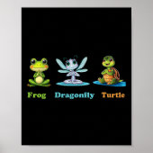 微妙な政治ユーモアカエルDragonflyタートルヨガ ポスター (正面)