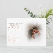 微妙な柔らかい白い写真のグラデ結婚ーション 招待状 (スタンド正面)