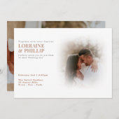 微妙な柔らかい白い写真のグラデ結婚ーション 招待状 (正面/裏面)