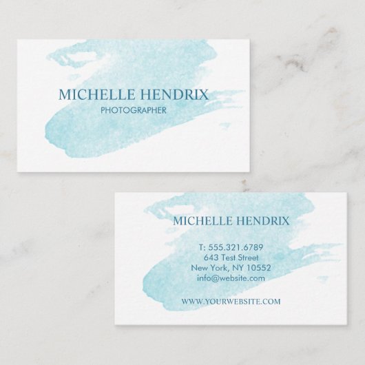 微妙な水彩画のTurquise芸術的なデザイナーカード 名刺 (正面/裏面)