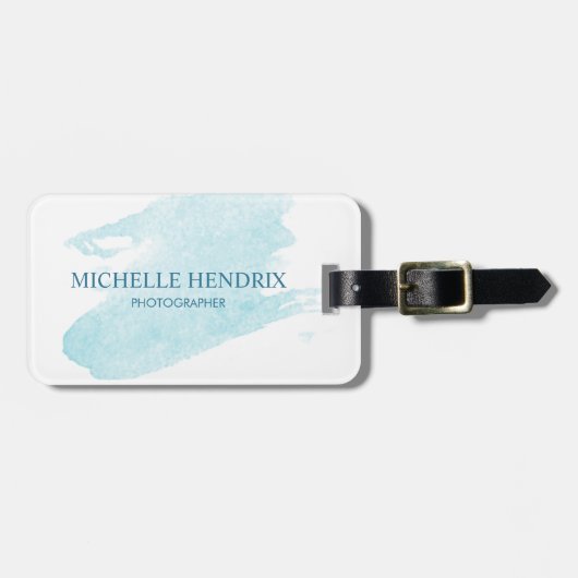 微妙な水彩画のTurquise芸術的なデザイナーラベル ラゲッジタグ (正面横)
