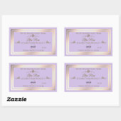 微妙な薄紫製品ラベル金ゴールドフレームとロゴ 長方形シール (シート)