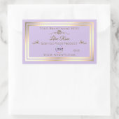 微妙な薄紫製品ラベル金ゴールドフレームとロゴ 長方形シール (バッグ)