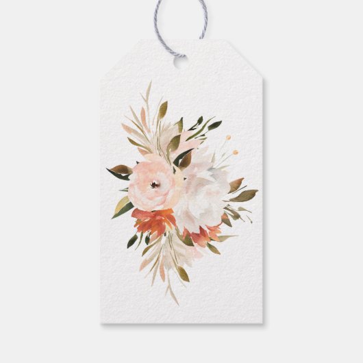 微妙な赤と白フローラありがとう ギフトタグ (裏面)