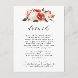 微妙な赤と白フローラ結婚の詳細 エンクロージャーカード