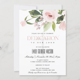 微妙な赤面ピンクローズフローラベビー献身 招待状