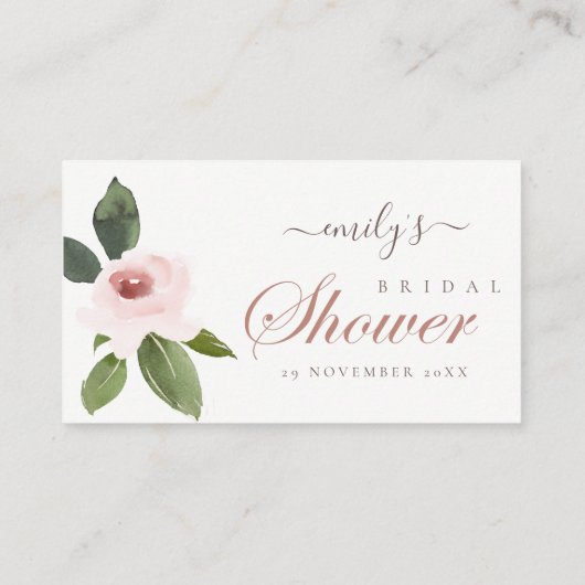 微妙な赤面ピンクローズブライダルシャワー座席表 名刺 (裏面)