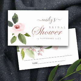 微妙な赤面ピンクローズブライダルシャワー座席表 名刺