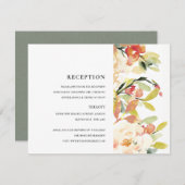 微妙な赤面ピーチピンクウォーターカラーフローラ披露宴 招待状 (正面/裏面)