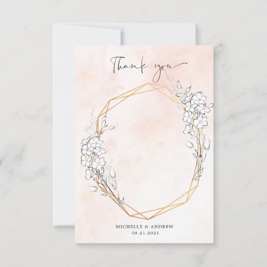 微妙な赤面フローラ写真サンキューカード サンキューカード (正面)