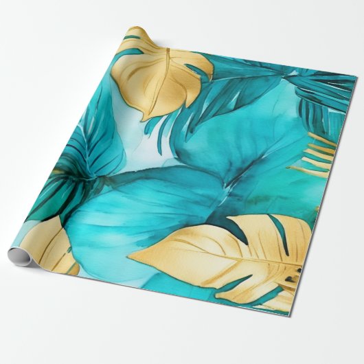 微妙な金ゴールドアクセント水彩デザイン ラッピングペーパー (アンロールド)