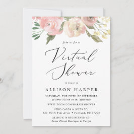 微妙な開花フローラバーチャルベビーシャワー 招待状