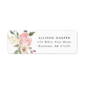 微妙な開花水色フローラ差出人住所 ラベル (正面)