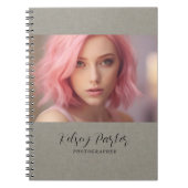 微妙なLinenテクスチャのパーソナライズ可能なフォトノートブック ノートブック (正面)