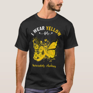 微小頭症衣服用バタフライI認識度黄色 Tシャツ