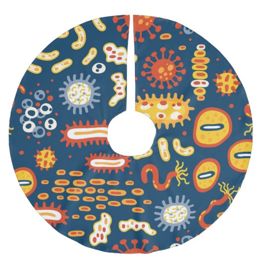 微生物ダークブルー:生物学パターン ブラッシュドポリエステルツリースカート (正面)