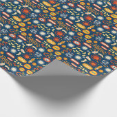 微生物ダークブルー:生物学パターン ラッピングペーパー (角)