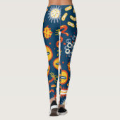 微生物ダークブルー:生物学パターン レギンス (裏面)