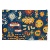 微生物ダークブルー：生物学パターン 枕カバー (裏面)