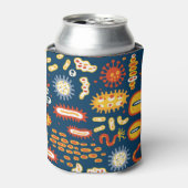 微生物ダークブルー：生物学パターン 缶クーラー (缶正面)