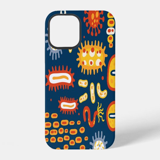 微生物ダークブルー:生物学パターン iPhoneケース (裏面)