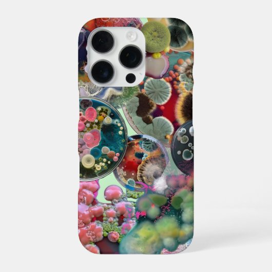 微生物万華鏡のように千変万化するパターン:コロニーの色 iPhoneケース (裏面)