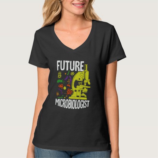 微生物学を学ぶ人のための未来の微生物学者 Tシャツ (正面)