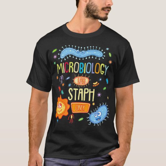 微生物学者微生物学研究所スタフ・オンル Tシャツ (正面)