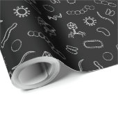 微生物学 – 白（黒） ラッピングペーパー (ロールコーナー)