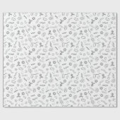 微生物学-黒（白） ラッピングペーパー (フラット)