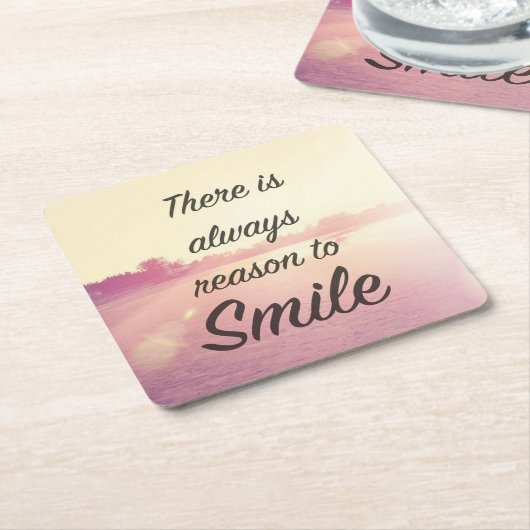 微笑する理由が常にあります スクエアペーパーコースター (アングル)