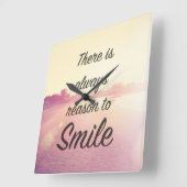 微笑する理由が常にあります スクエア壁時計 (傾斜)