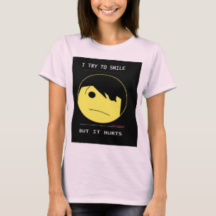 "微笑するEMO Emotioncons!!) "傷 Tシャツ