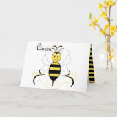 微笑ののまわりにの女王バチの挨拶状 カード (黄色い花)