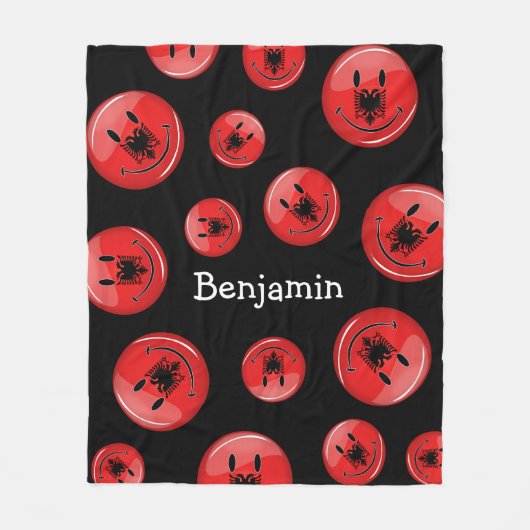 微笑のアルバニアの旗 フリースブランケット (正面)