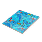 微笑のイルカの青のタイル タイル (側面)