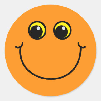 微笑のオレンジEmojiは直面します ラウンドシール
