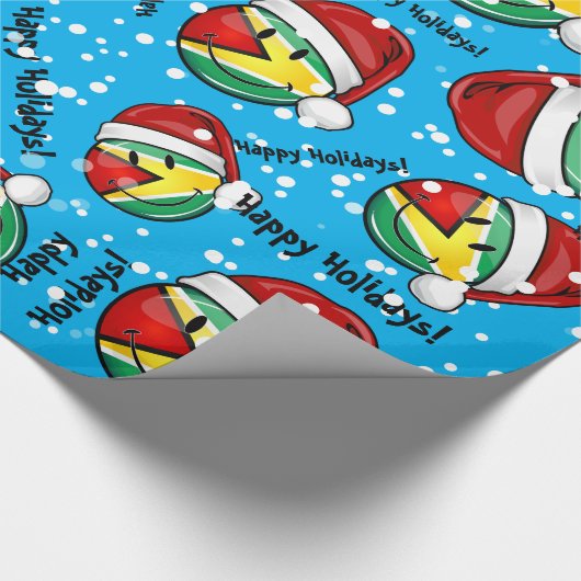 微笑のガイアナの旗のクリスマスのスタイル ラッピングペーパー (角)