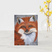 微笑のキツネのメッセージカード カード (黄色い花)