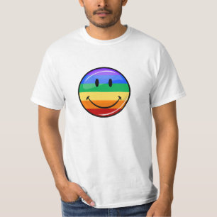 微笑のゲイプライドの旗ボタンのワイシャツ Tシャツ