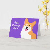 微笑のコーギーの誕生日のカスタムの文字 カード (黄色い花)