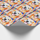 微笑のゴールデン・リトリーバーの水彩画のポートレート ラッピングペーパー (角)