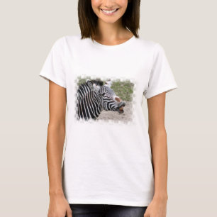 微笑のシマウマの長袖のTシャツ Tシャツ